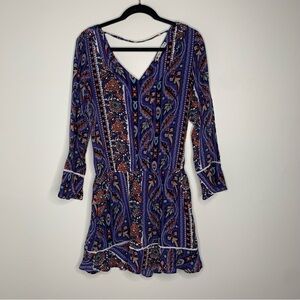 Pura Emocag bohemian print long sleeve pocket romper